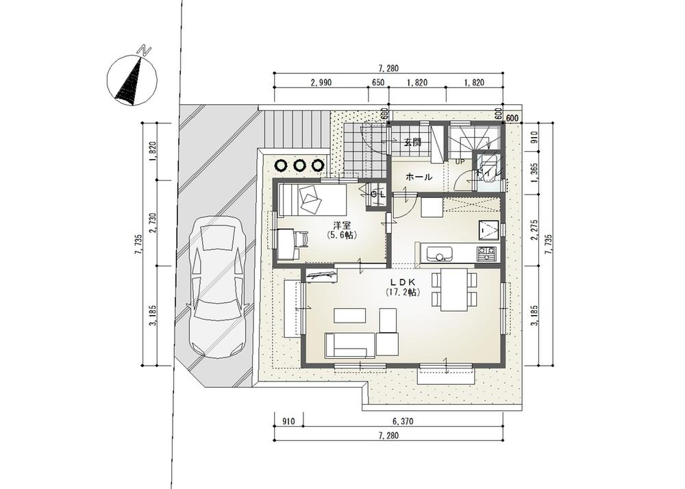 Other building plan example. Building plan example (I No. land) Building Price 13,900,000 yen, Building area 93.56 sq m