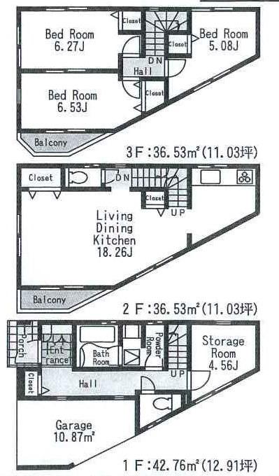 Floor plan. 33,800,000 yen, 3LDK + S (storeroom), Land area 60.98 sq m , Building area 115.82 sq m
