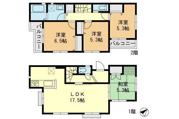 Floor plan. 39,800,000 yen, 4LDK, Land area 117.88 sq m , Building area 92.95 sq m