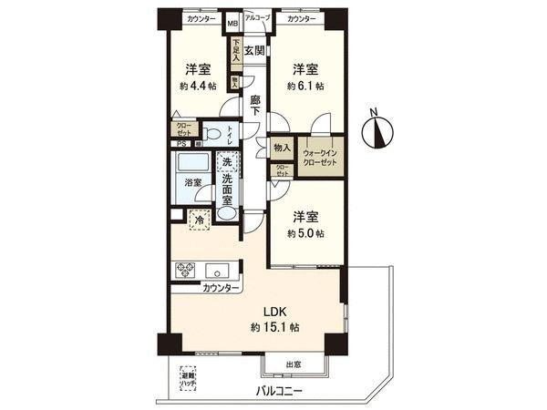 Floor plan. 3LDK, Price 28,900,000 yen, Footprint 70.9 sq m , Balcony area 15.95 sq m Floor.