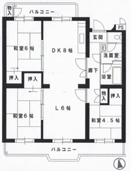 Floor plan. 3LDK, Price 12.8 million yen, Occupied area 68.77 sq m , Balcony area 10 sq m
