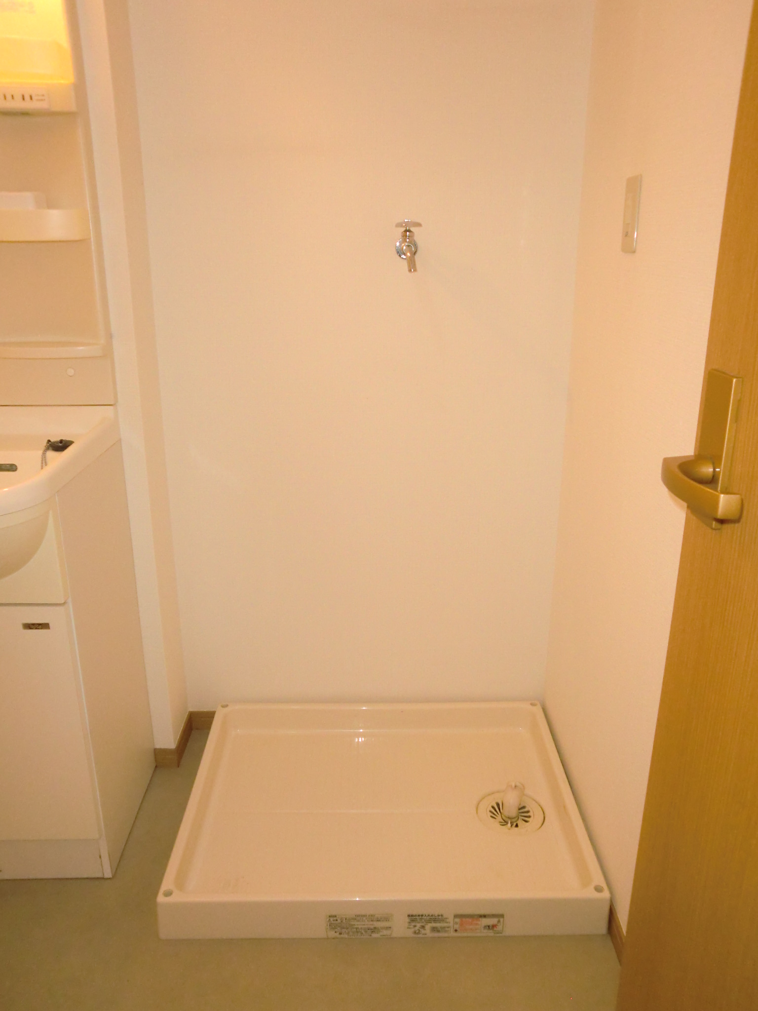 Washroom. It is indoor washing machine Storage