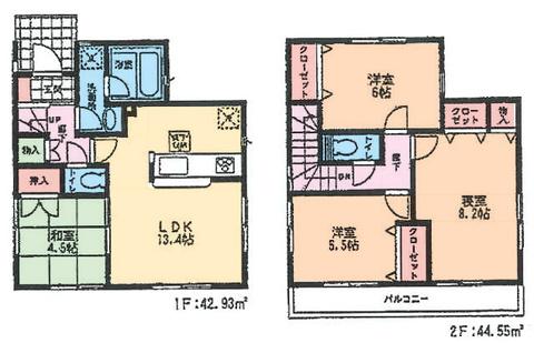 Floor plan. 36,800,000 yen, 4LDK, Land area 114.54 sq m , Building area 87.48 sq m
