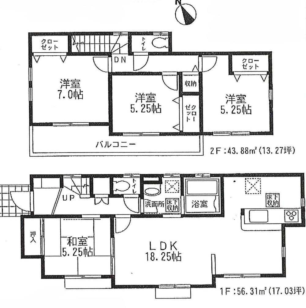 Floor plan. 43,800,000 yen, 4LDK, Land area 146.59 sq m , Building area 100.19 sq m