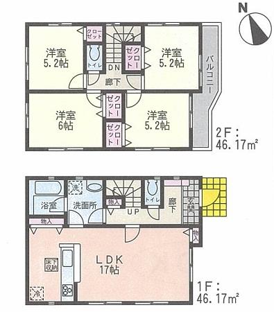 Floor plan. (4 Building), Price 26,800,000 yen, 4LDK, Land area 150.83 sq m , Building area 92.34 sq m