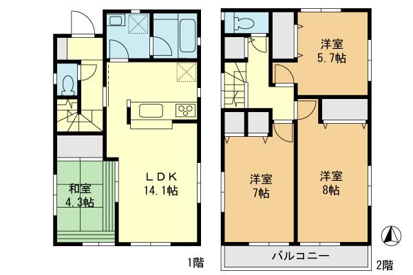 Floor plan. 36,800,000 yen, 4LDK, Land area 88.5 sq m , Building area 90.72 sq m