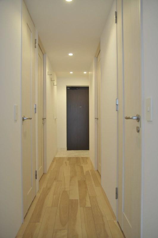 Entrance. Also spacious hallway. White is very bright!