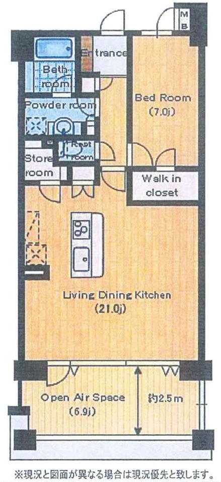 Floor plan. 1LDK, Price 48,800,000 yen, Footprint 66 sq m , Balcony area 11.17 sq m