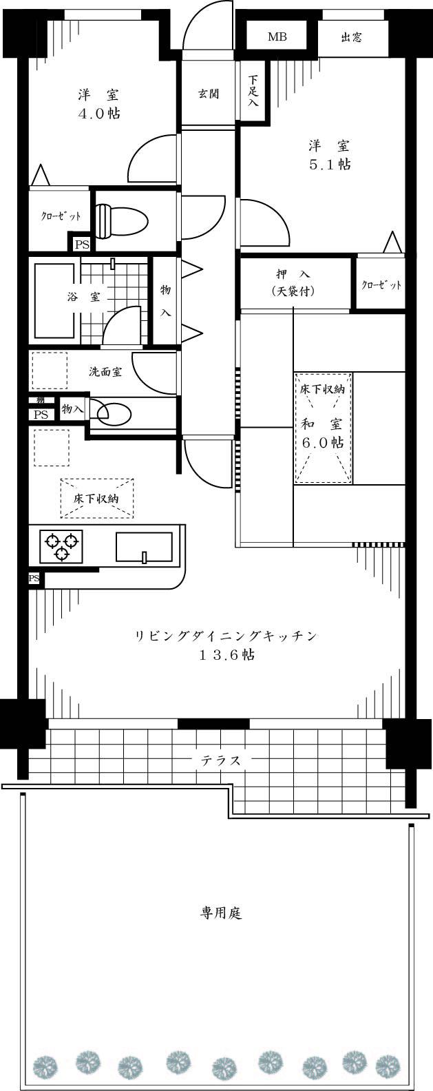 Floor plan. 3LDK, Price 28.8 million yen, Footprint 64.4 sq m