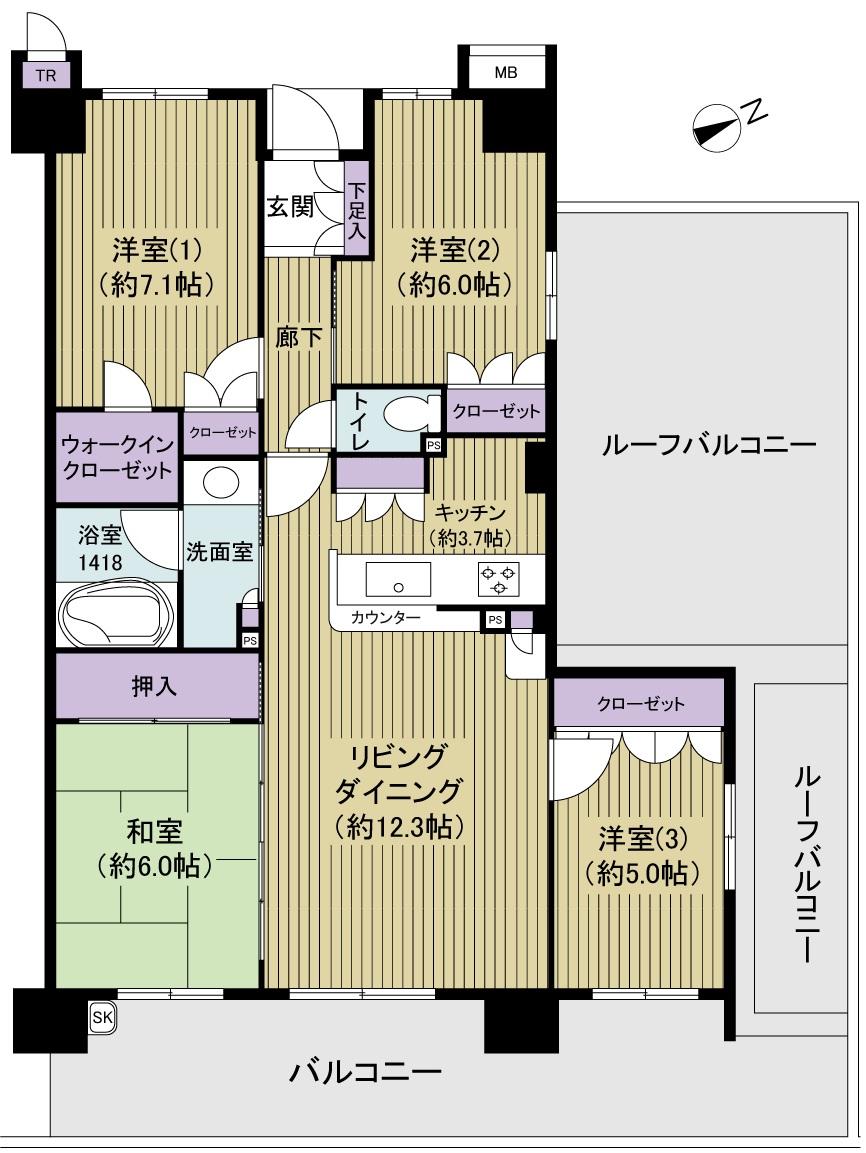 Floor plan. 4LDK, Price 29,800,000 yen, Occupied area 86.98 sq m , If the balcony area 20.23 sq m view and present situation is different, And the priority the current state.