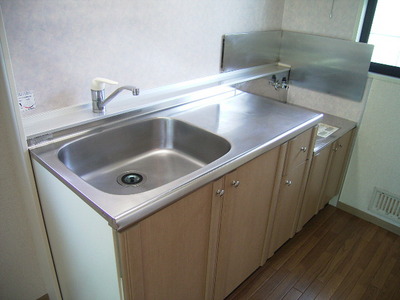 Kitchen. Single lever gas is a stove can be installed