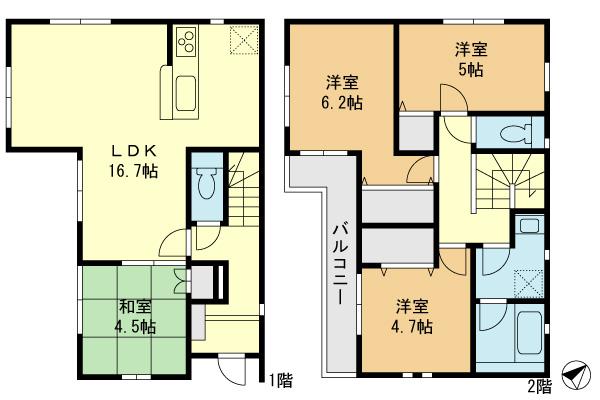 Floor plan. 38,800,000 yen, 4LDK, Land area 88.53 sq m , Building area 87.47 sq m