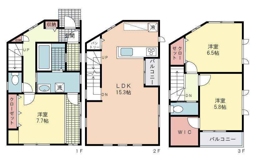 Floor plan. 33,800,000 yen, 3LDK, Land area 74 sq m , Building area 94.04 sq m