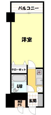 Floor plan. 1K, Price 4.5 million yen, Footprint 18.3 sq m , Balcony area 3.05 sq m