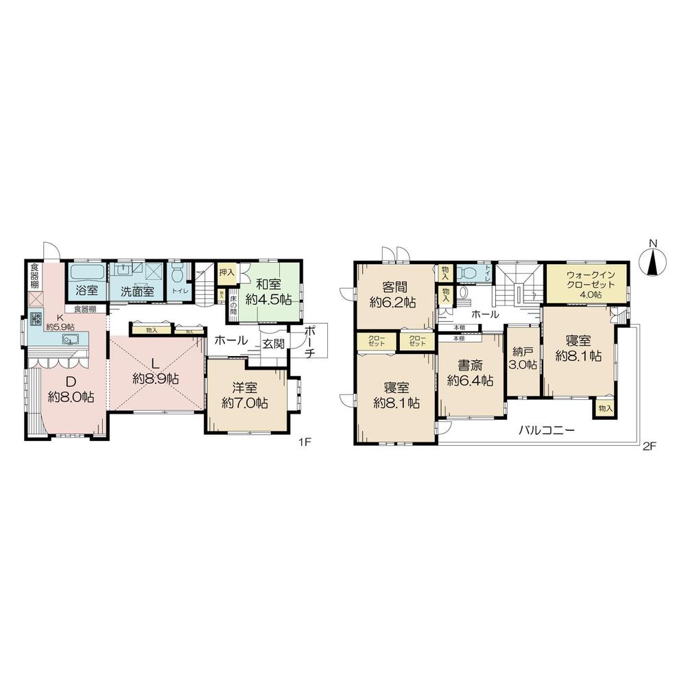 Floor plan. 72,800,000 yen, 6LDK + S (storeroom), Land area 218.73 sq m , Building area 160.75 sq m