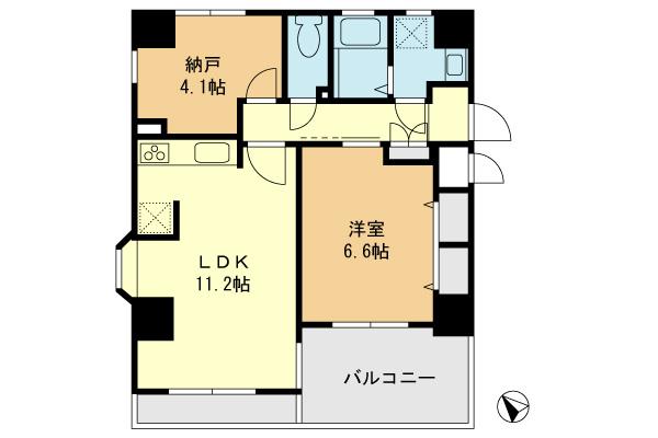 Floor plan. 1LDK+S, Price 16.8 million yen, Footprint 51.9 sq m , Balcony area 5.6 sq m