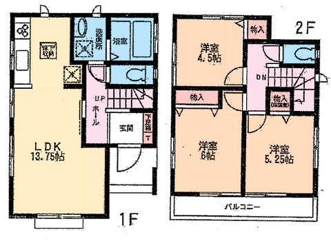 Floor plan. 34,500,000 yen, 3LDK, Land area 93.62 sq m , Building area 72.86 sq m