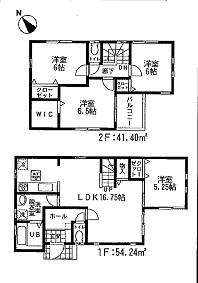 Floor plan. (6 Building), Price 41,800,000 yen, 4LDK, Land area 120.7 sq m , Building area 95.64 sq m