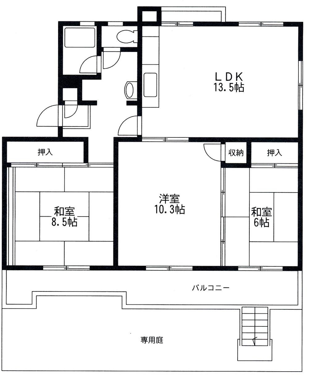 Floor plan. 3LDK, Price 17.7 million yen, Footprint 79 sq m , Balcony area 14.08 sq m