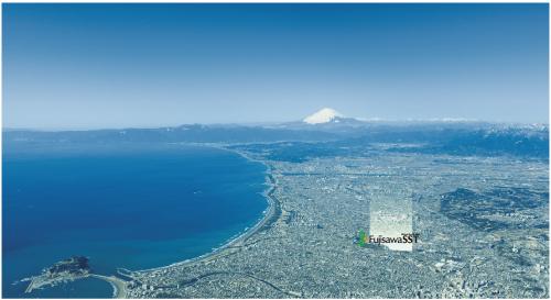 aerial photograph. "Fujisawa Shonan" of the mild climate and scenic environment. Nature, history, Colored by culture, City of, The land which also combines advanced nature, A go spliced ​​to live beyond the generation, "sustainable", "Smart Town" is born. (Local Aerial January 2013 shooting  ※ 1)
