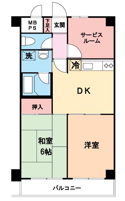 Floor plan. 2LDK + S (storeroom), Price 11.8 million yen, Footprint 48.6 sq m , Balcony area 5.34 sq m