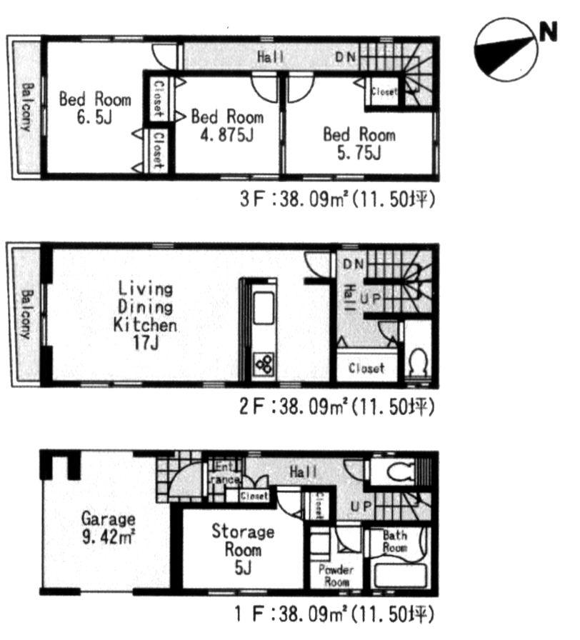 Floor plan. (Building 2), Price 33,800,000 yen, 3LDK+S, Land area 57.18 sq m , Building area 114.27 sq m