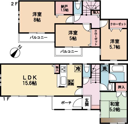 Floor plan. 43,500,000 yen, 4LDK, Land area 115.67 sq m , Building area 91.93 sq m