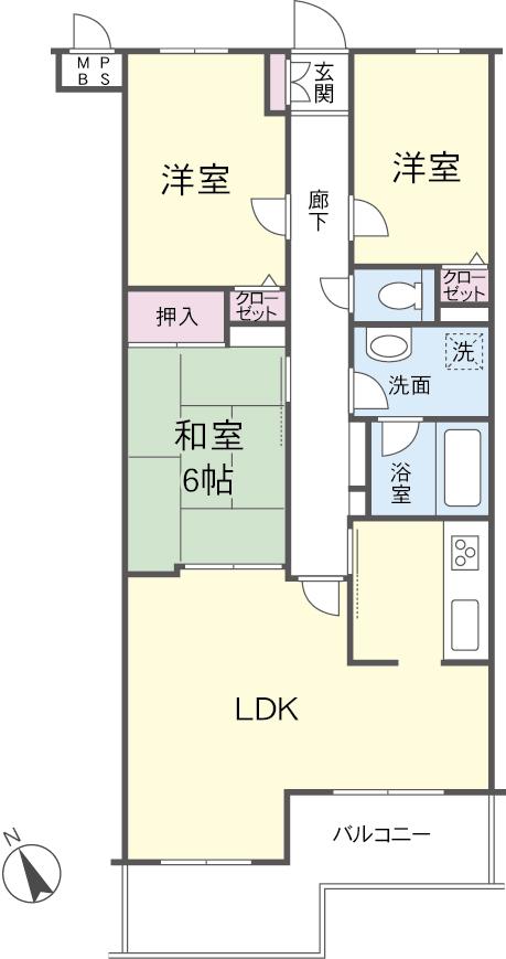 Floor plan. 3LDK, Price 25,800,000 yen, Occupied area 71.17 sq m , Balcony area 8.48 sq m