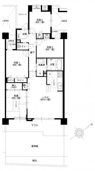 Floor plan. 4LDK, Price 38,900,000 yen, Occupied area 83.01 sq m , Balcony area 12.08 sq m