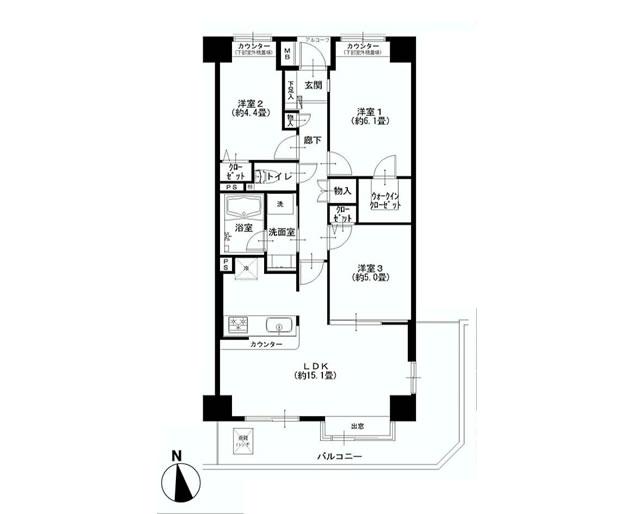 Floor plan. 3LDK, Price 28,900,000 yen, Footprint 70.9 sq m , Balcony area 15.95 sq m