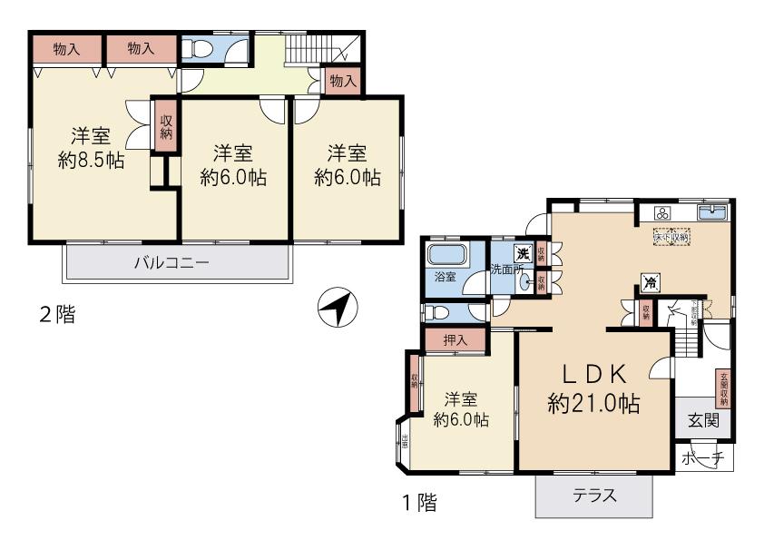 Floor plan. 36,800,000 yen, 4LDK, Land area 179 sq m , Building area 119.23 sq m