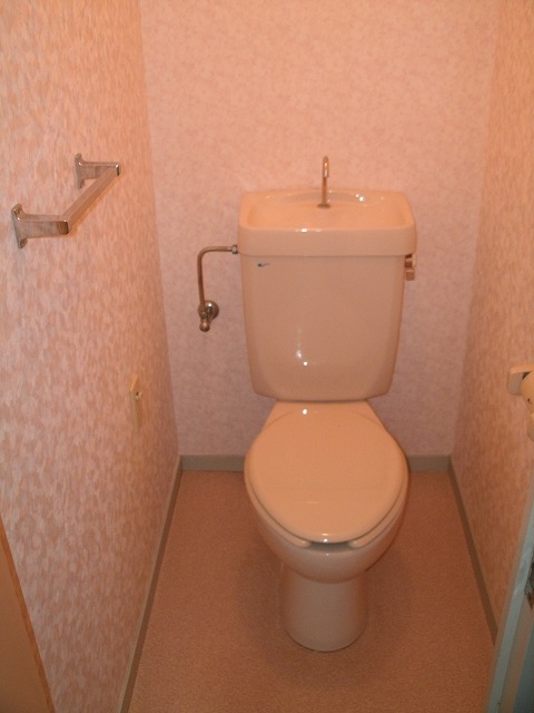 Toilet. It also attached towel