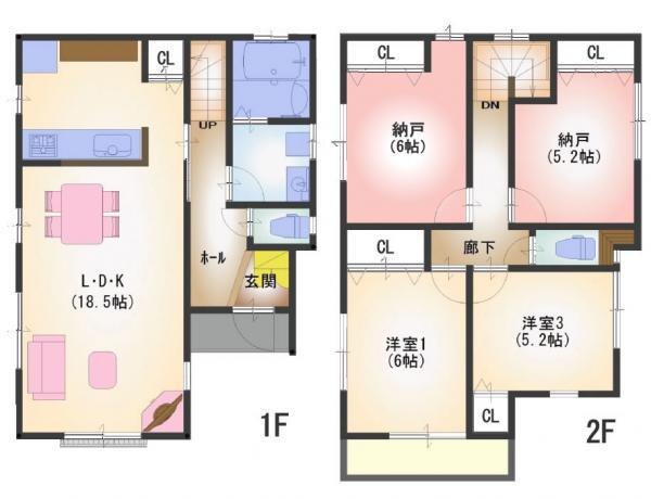 Floor plan. 37,031,000 yen, 2LDK+2S, Land area 86.01 sq m , Building area 98.12 sq m