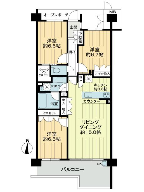 Floor plan. 3LDK, Price 37.5 million yen, Occupied area 82.38 sq m , Balcony area 12.84 sq m indoor very beautiful to your!