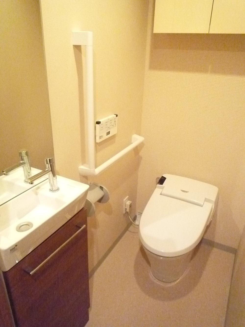 Toilet. Handrail with a tankless toilet (2013 October shooting)