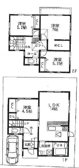 Floor plan. 21,800,000 yen, 4LDK, Land area 121.6 sq m , Building area 96.05 sq m