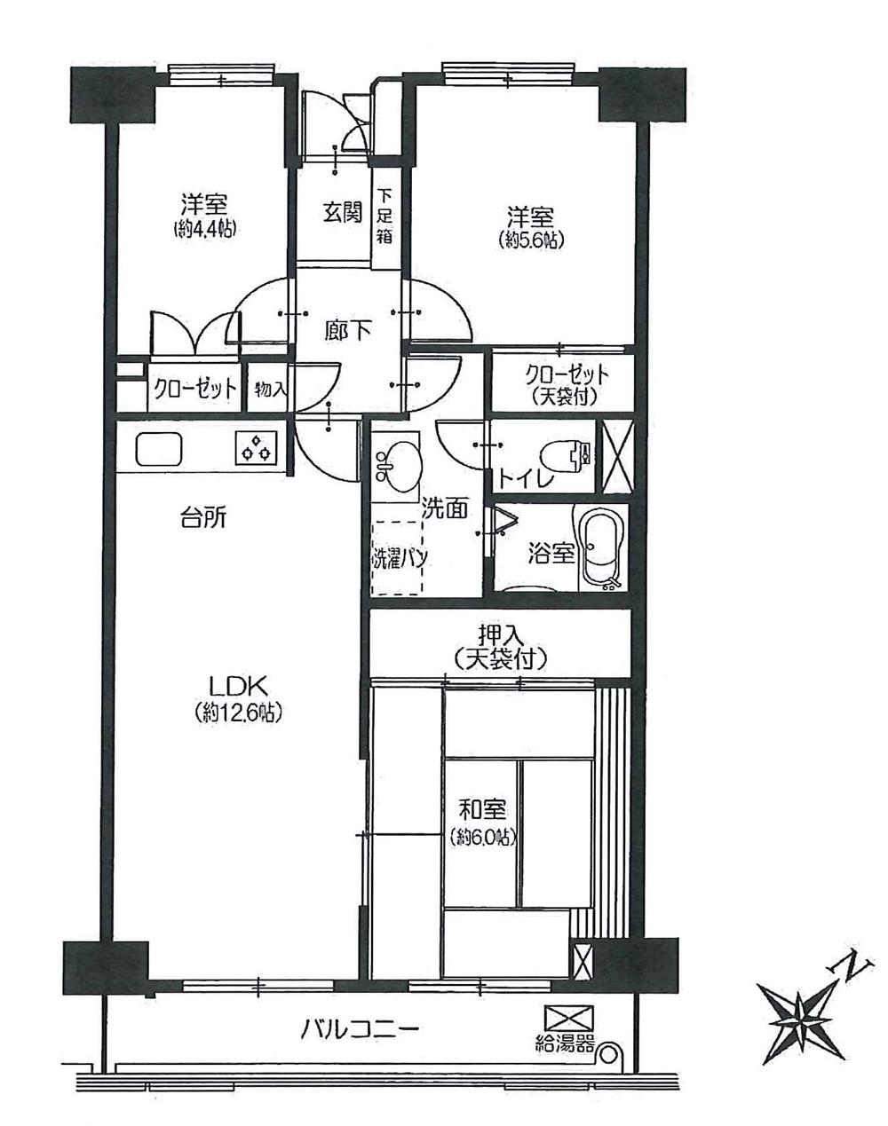 Floor plan. 3LDK, Price 11.8 million yen, Occupied area 66.69 sq m , Balcony area 7.15 sq m