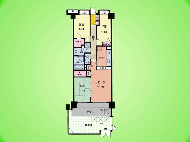 Floor plan. 3LDK, Price 22.5 million yen, Occupied area 71.92 sq m , Balcony area 10.6 sq m