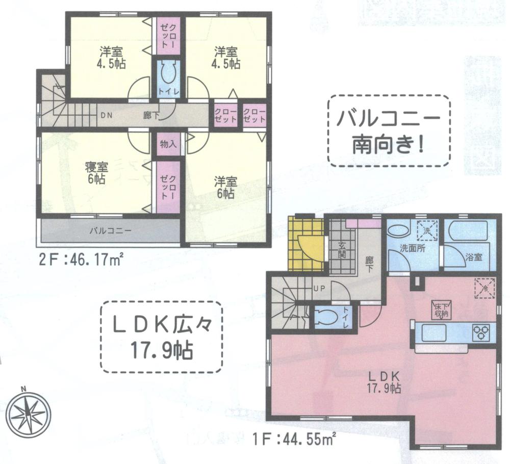 Floor plan. 25,800,000 yen, 4LDK, Land area 150.29 sq m , Building area 90.72 sq m