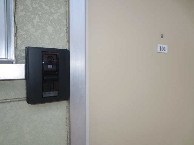 Entrance. Woman is also safe TV monitor Hong