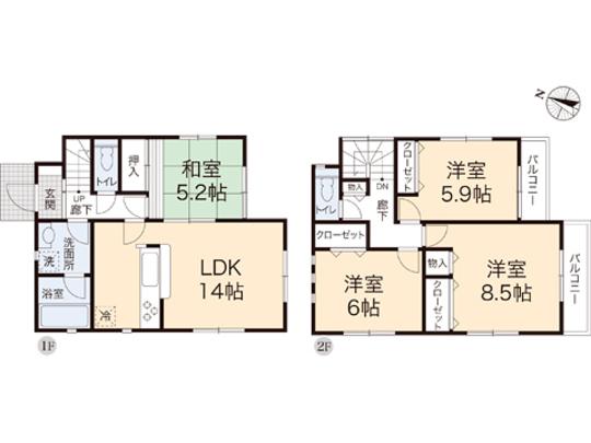 Floor plan. 22,800,000 yen, 4LDK, Land area 173.82 sq m , Building area 93.14 sq m floor plan