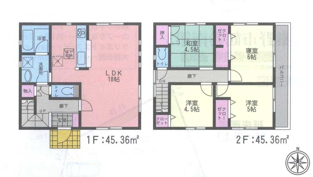 Floor plan. 26,800,000 yen, 4LDK, Land area 107.34 sq m , Building area 90.72 sq m