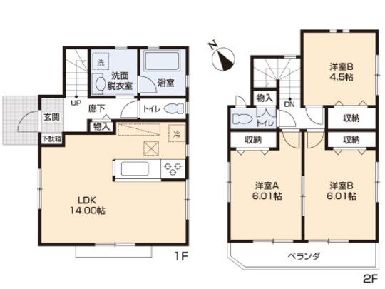 Floor plan. 23.8 million yen, 3LDK, Land area 101.69 sq m , Building area 76 sq m floor plan