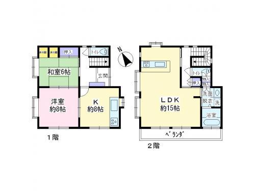 Floor plan. 21.5 million yen, 2K, Land area 130.79 sq m , Building area 99.36 sq m