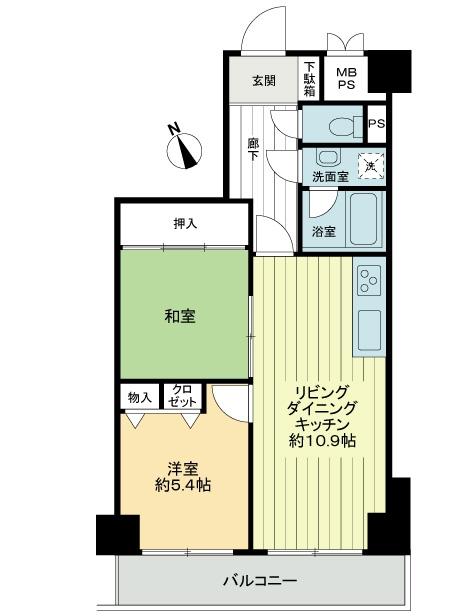 Floor plan. 2DK, Price 8.5 million yen, Footprint 50.8 sq m , Balcony area 6.57 sq m