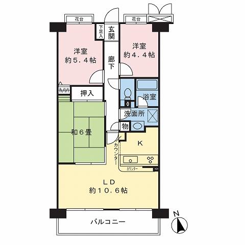 Floor plan. 3LDK, Price 5 million yen, Occupied area 62.94 sq m , Balcony area 8.12 sq m floor plan