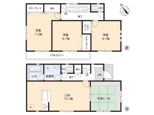 Floor plan. 24,800,000 yen, 4LDK, Land area 143 sq m , Building area 91.52 sq m floor plan