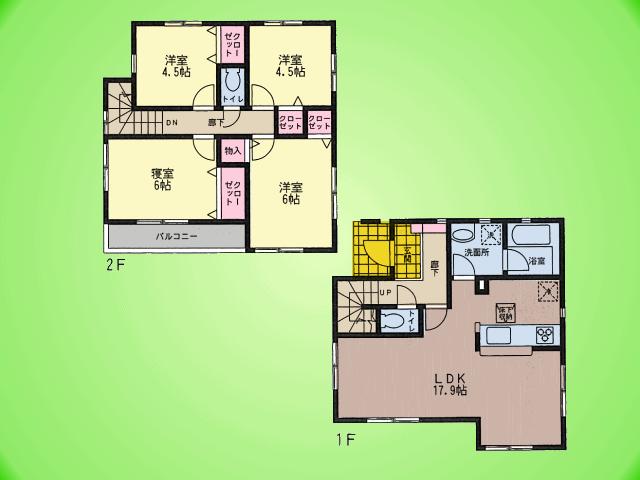 Floor plan. (1 Building), Price 25,800,000 yen, 4LDK, Land area 150.29 sq m , Building area 90.72 sq m