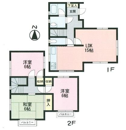 Floor plan. 9.8 million yen, 3LDK, Land area 157.28 sq m , Building area 78.65 sq m