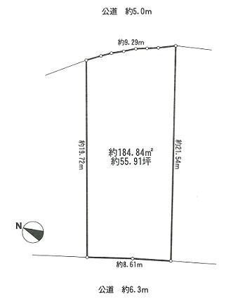 Compartment figure. Land price 19,800,000 yen, Land area 184.84 sq m